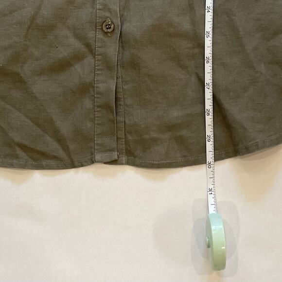 Zoe D. Olive Green Linen 3/4 Sleeve V-Neck Button Down Tunic / Long Shirt Size M - Picture 15 of 15